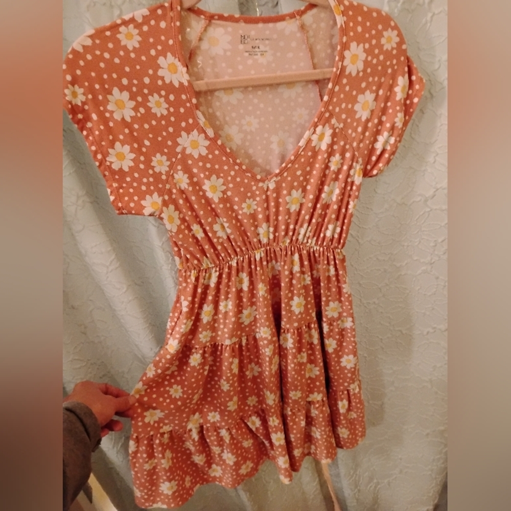 NWOT No Boundaries Pink Floral Polka Dot Dress